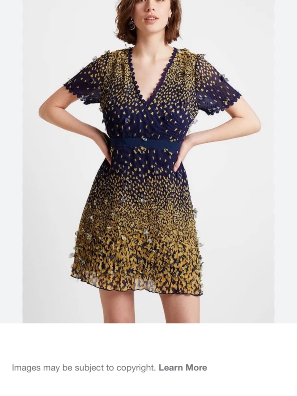 NWT Foxiedox Fit & Flare Silhouette Navy 3D Butterfly Short Sleeve Dress Medium
